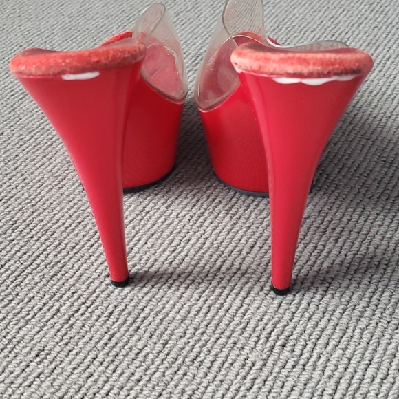 Pleaser 6 inch red slip on platform heels - Picture 2 of 5
